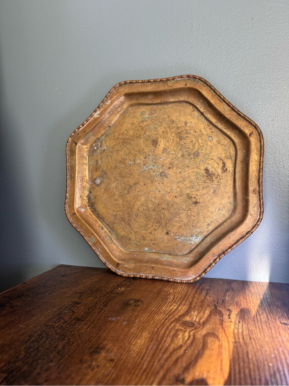 Octagonal Decorative Brass Tray